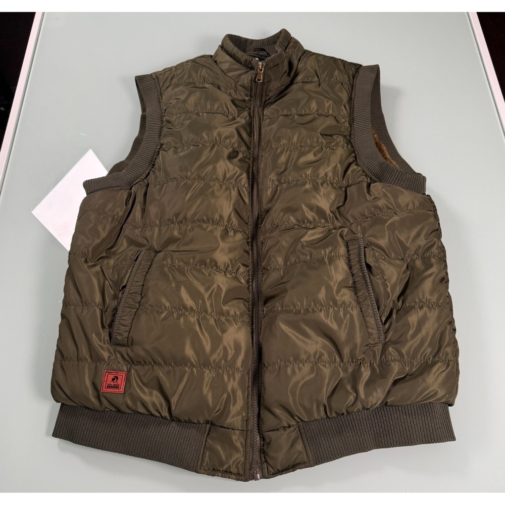Cool Choice Solid Green 100% Polyester Men's Quilted Puffer Vest Full Zip - XL